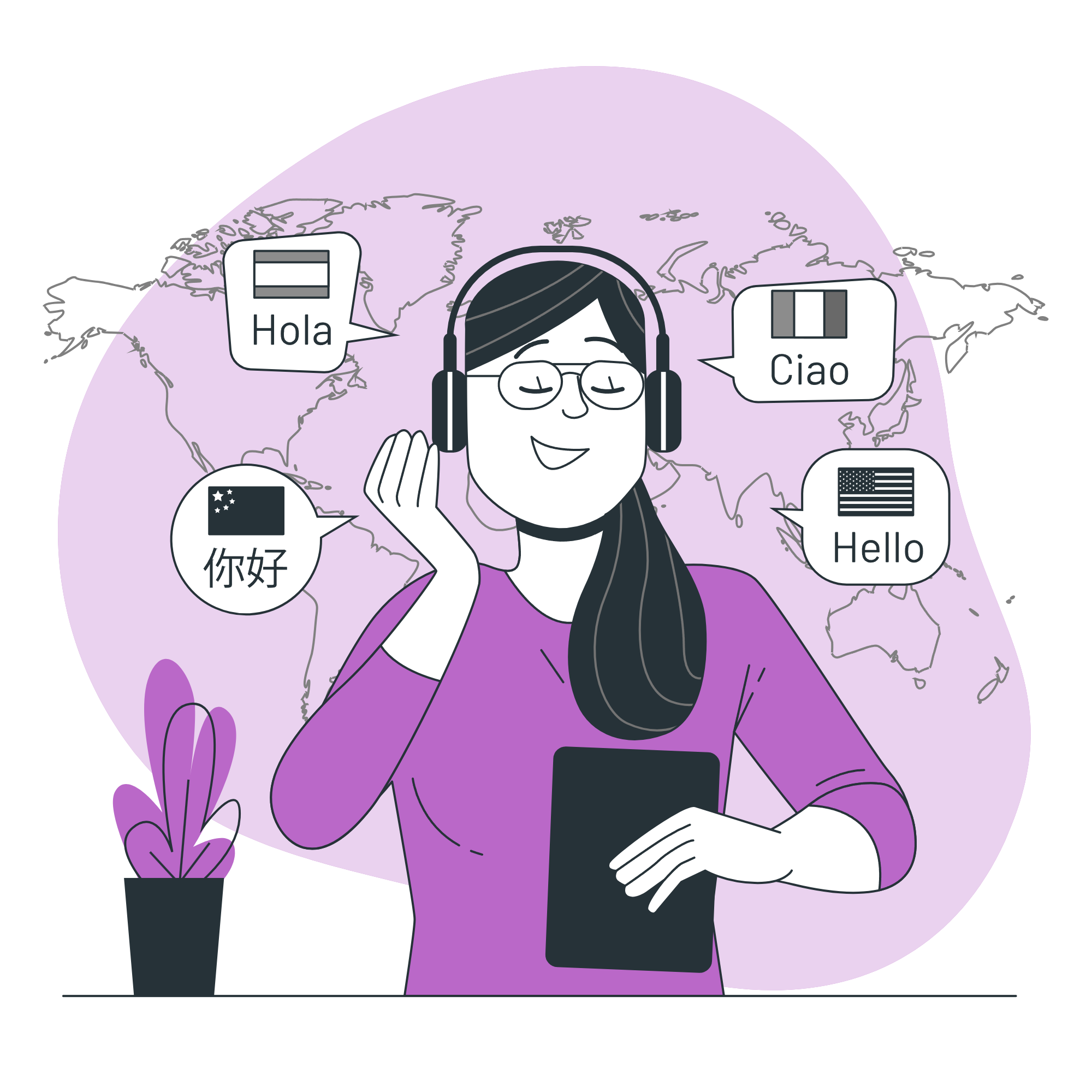 An infographic showing different ways to say hello, such as Hola and Ciao